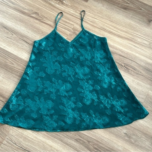 LA Intimates Vintage Green Floral Patch Mesh Slip Dress Women Size small - Picture 5 of 7